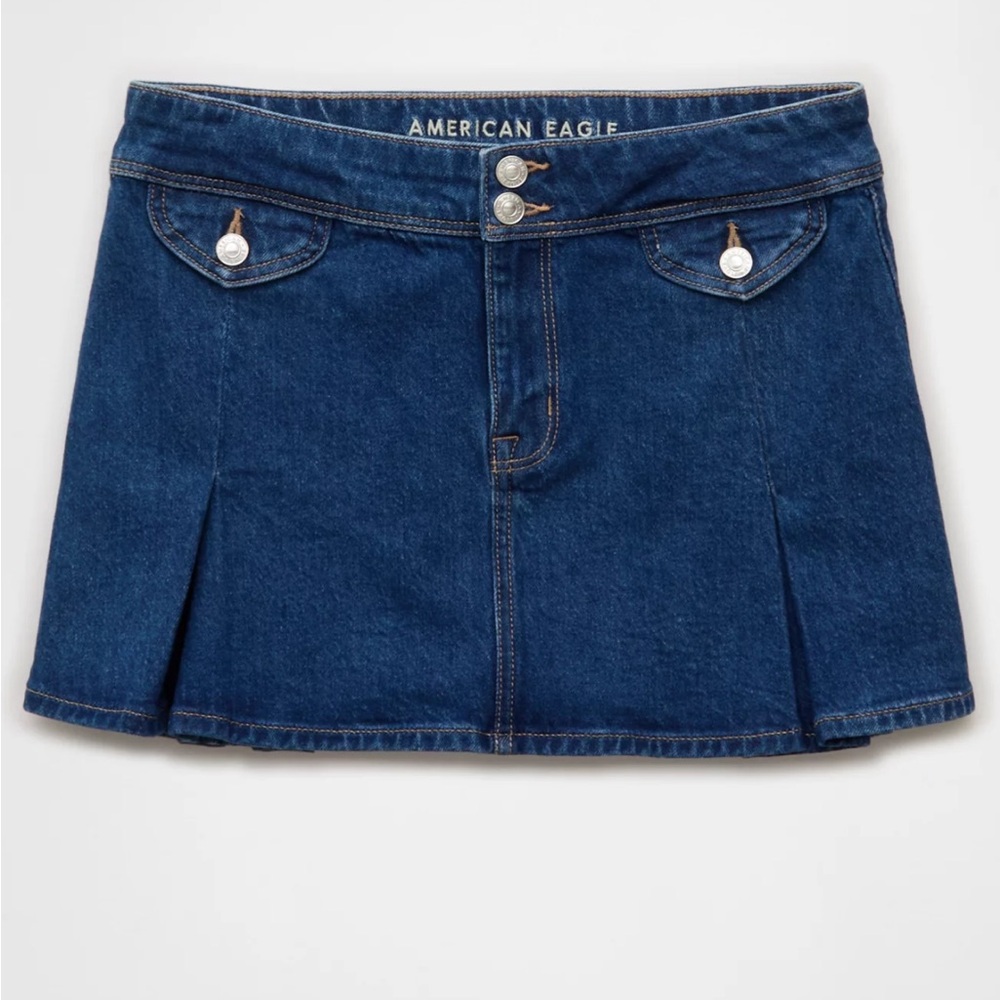 AE Stretch Low-Rise A-Line Pleated Mini Skirt